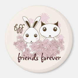 Cute Kitten och Bunny Friends Forever Kids Magnet