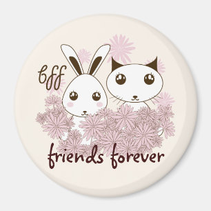 Cute Kitten och Bunny Kids Friends Forever Magnet