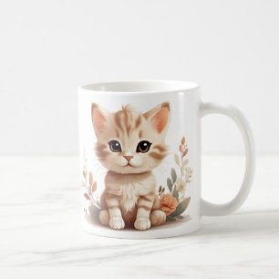 Cute Kitten och Flowers Mugg