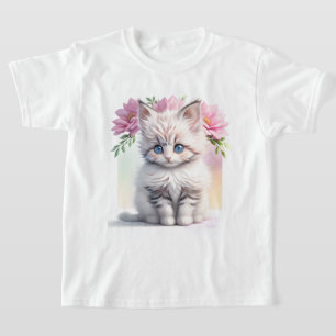 Cute Kitten och Flowers T Shirt
