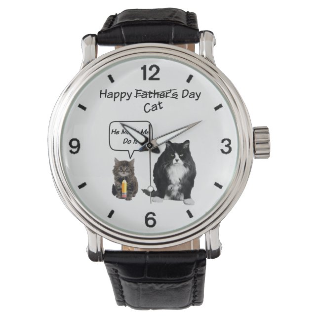 Cute Kitten och Grumpy Cat Fars dag Watch Armbandsur (Framsida)