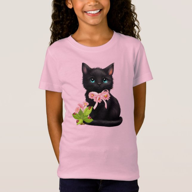 Cute Kitten och Ladybugs T Shirt (Framsida)