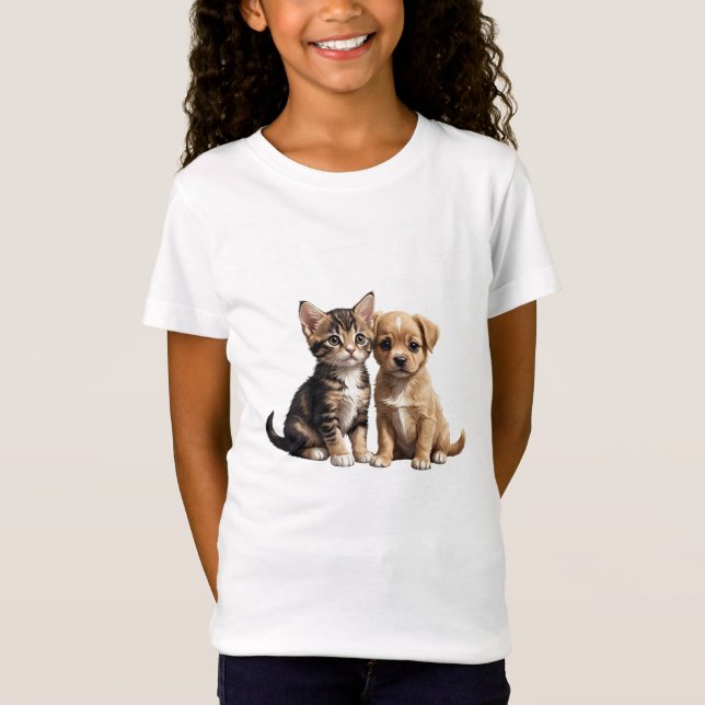 Cute kitten och valpen t shirt (Framsida)