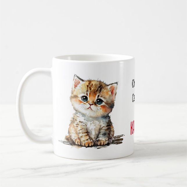 Cute Kitten på en barnlös kat Dam för Kamala Kaffemugg (Vänster)