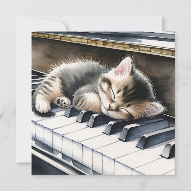 Cute Kitten på Piano Nycklar Blank Kort (Framsida)