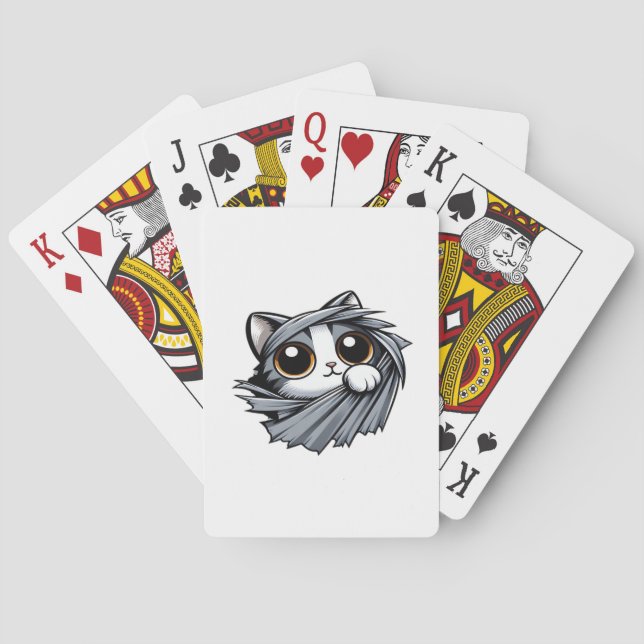 Cute Kitten Peeking genom Torn Trasa Casinokort (Baksidan)