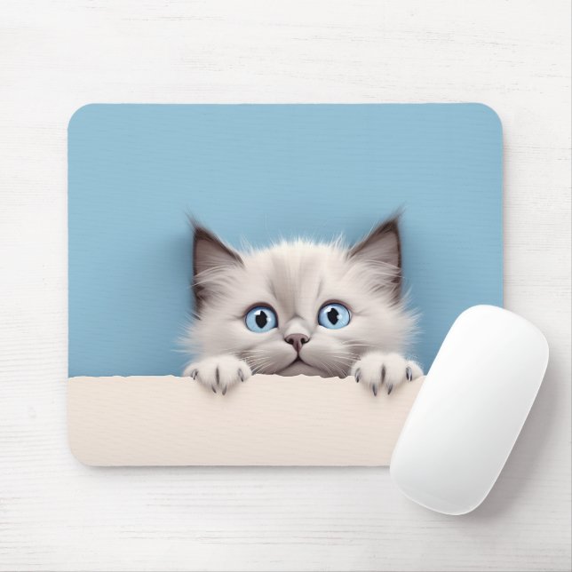 Cute Kitten Peeking Ragdoll Cat Musmatta (Med mus)