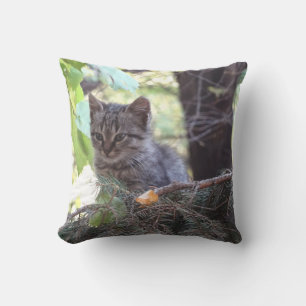 Cute Kitten Photo Throw Cushion Utomhuskudde