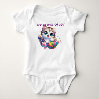 Cute Kitten Playing With Yarn Baby Bodysuit T Shirt
