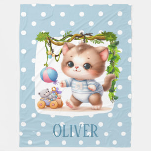 Cute Kitten Polka Dot Elegant Fleecefilt