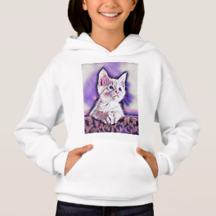 Cute Kitten Porträtt Digital Art Painting Hoodie T Shirt