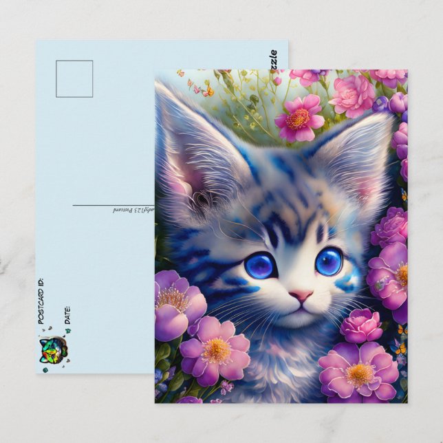Cute kitten, postkorsning vykort (Fram/baksida)
