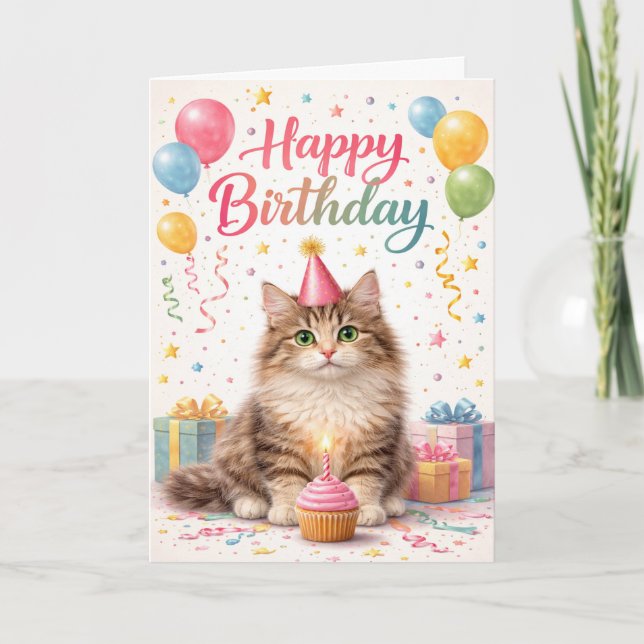 Cute Kitten Purr-fect Birthday Kort (Framsida)