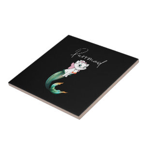 Cute Kitten Purrmaid - Roligt Sjöjungfru Cat Desig Kakelplatta