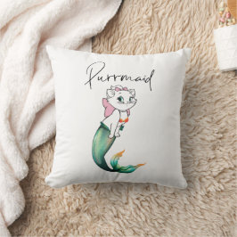 Cute Kitten Purrmaid - Roligt Sjöjungfru Cat Desig Kudde