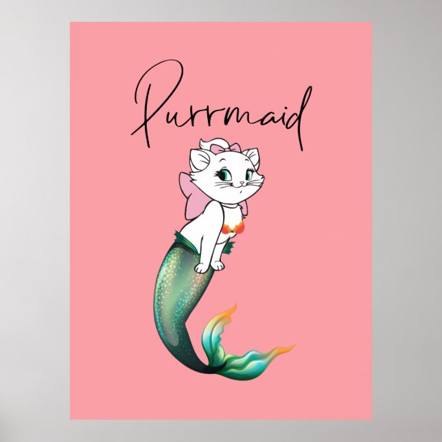 Cute Kitten Purrmaid - Roligt Sjöjungfru Cat Desig Poster (Framsidan)