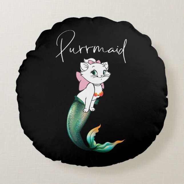 Cute Kitten Purrmaid - Roligt Sjöjungfru Cat Desig Rund Kudde (Framsidan)