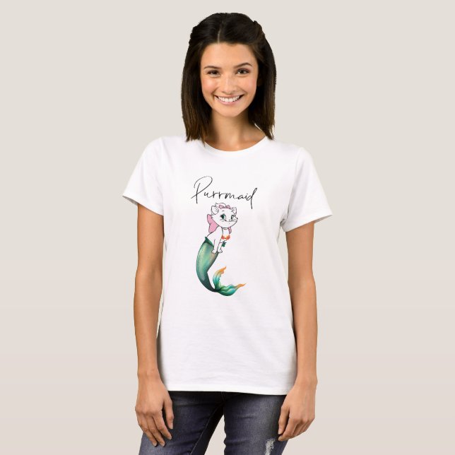 Cute Kitten Purrmaid - Roligt Sjöjungfru Cat Desig T Shirt (Hel framsida)