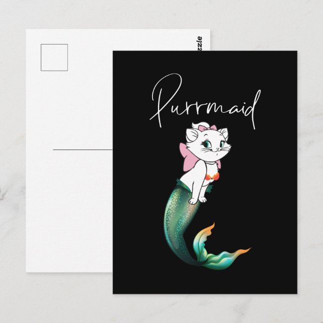 Cute Kitten Purrmaid - Roligt Sjöjungfru Cat Desig Vykort (Fram/baksida)