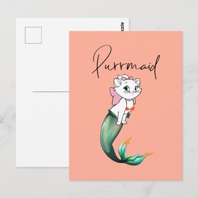 Cute Kitten Purrmaid - Roligt Sjöjungfru Cat Desig Vykort (Fram/baksida)