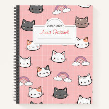 Cute Kitten Rainbow och Rosa Psted Notebook
