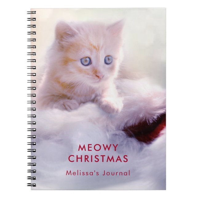 Cute Kitten Resten på jultomten Meowy-jul Anteckningsbok (Framsidan)
