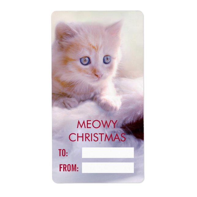 Cute Kitten Resten på jultomten Meowy-jul Fraktsedel (Framsidan)