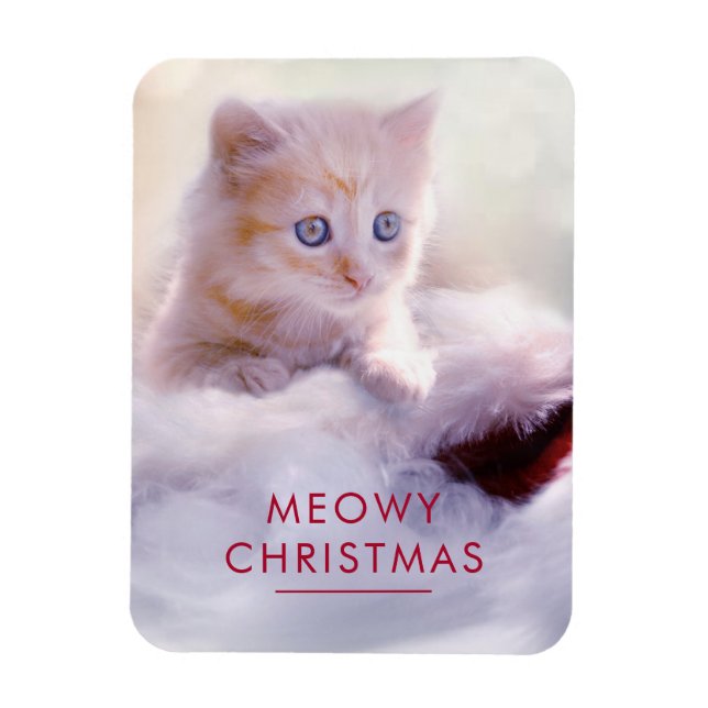 Cute Kitten Resten på jultomten Meowy-jul Magnet (Vertikal)