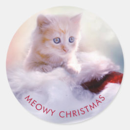 Cute Kitten Resten på jultomten Meowy-jul Runt Klistermärke