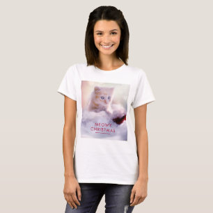 Cute Kitten Resten på jultomten Meowy-jul T Shirt
