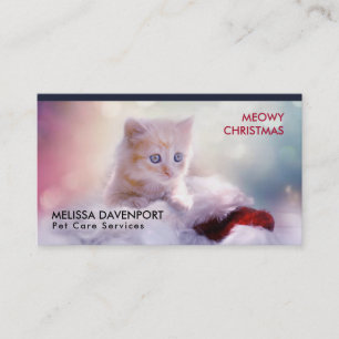 Cute Kitten Resten på jultomten Meowy-jul Visitkort