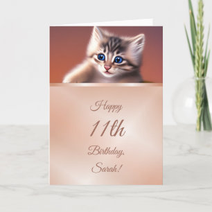 Cute Kitten Ro Guld Girls födelsedagskort Kort