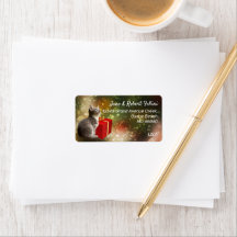 Cute kitten röd presentbox, färglös festiv anpassn