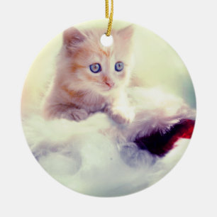 Cute Kitten Round-Dekorationen Julgransprydnad Keramik