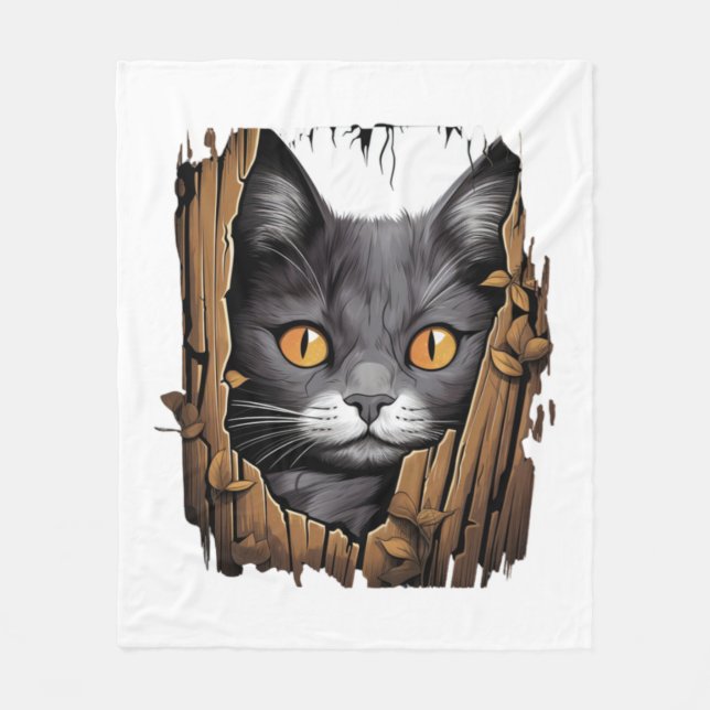 Cute kitten ser ut från torkat tyg - Cats T-Shirt Fleecefilt (Framsidan)