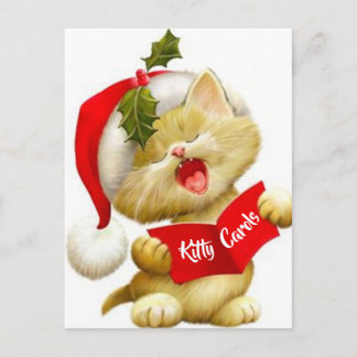 Cute Kitten Singing jul Caroler Postcard Helg Vykort