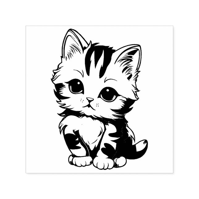 Cute Kitten Självfärgande Stämpel (Design)