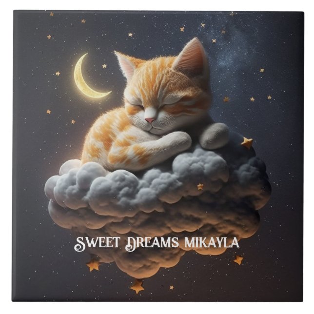 Cute Kitten Sleeps på Cloud Kakelplatta (Framsidan)