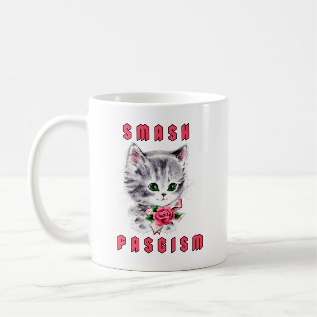 Cute Kitten - Smash Fascism Kaffemugg (Vänster)