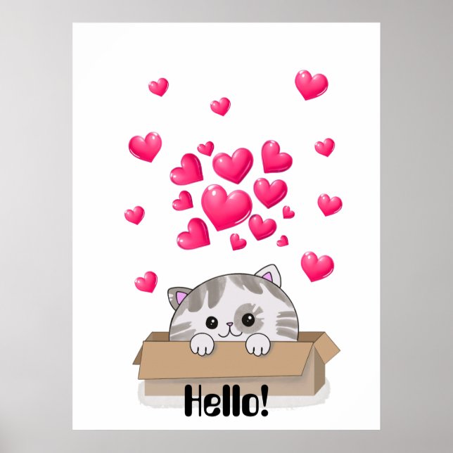 Cute kitten som pissar ur en låda poster (Framsidan)