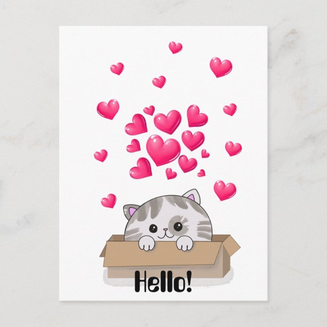 Cute kitten som pissar ur en låda vykort (Framsida)