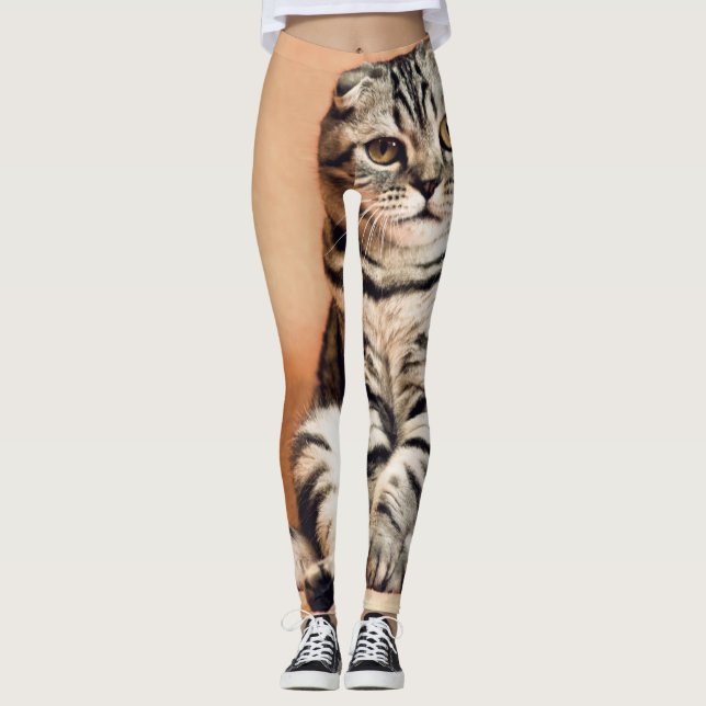 Cute Kitten sprawled ut Leggings (Framsida)