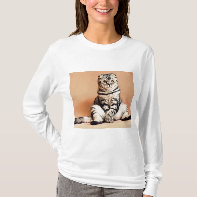 Cute Kitten sprawled ut T Shirt (Framsida)