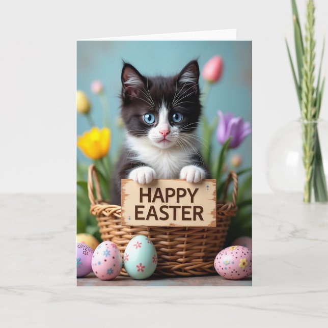 Cute Kitten Springtime Joy Card Kort (Framsida)