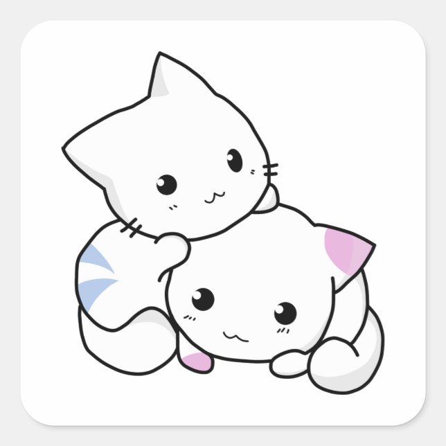 Cute Kitten Square Sticker Fyrkantigt Klistermärke (Framsida)