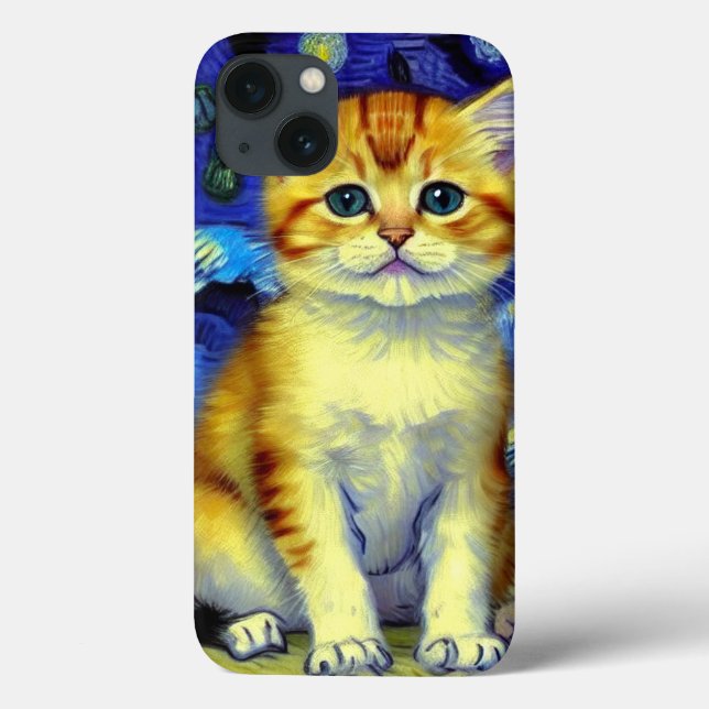 Cute Kitten Starry Night Van Gogh (Baksida)