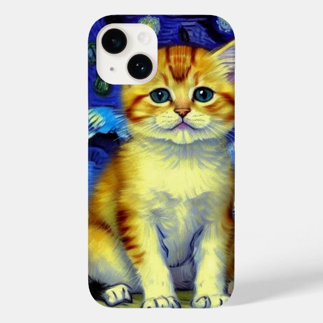 Cute Kitten Starry Night Van Gogh (Baksida)
