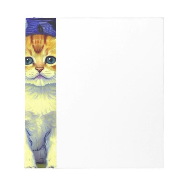 Cute Kitten Starry Night Van Gogh Anteckningsblock (Framsida)