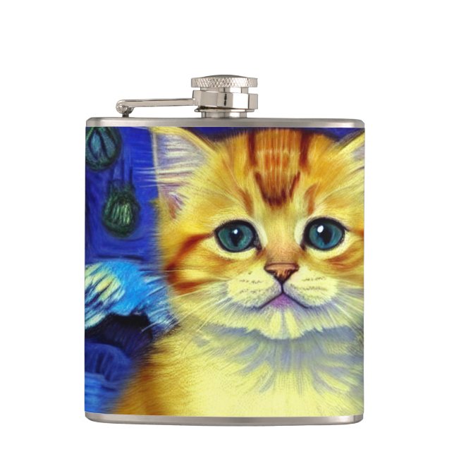 Cute Kitten Starry Night Van Gogh Fickplunta (Framsidan)