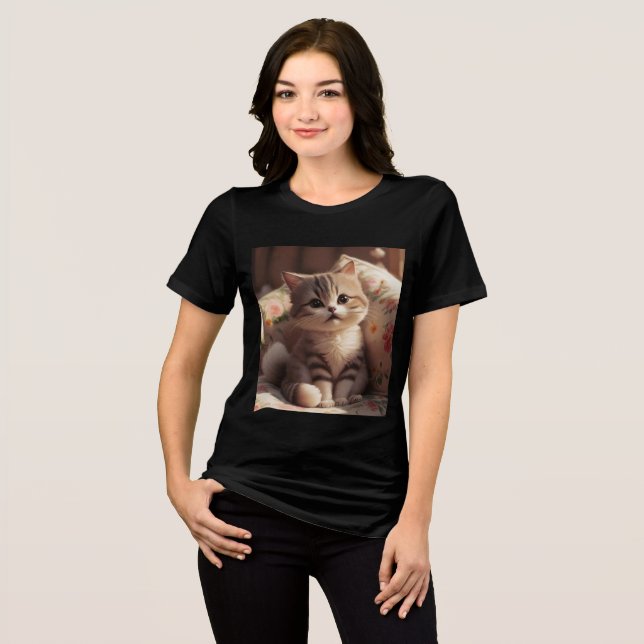 Cute Kitten Stil Mode T Shirt (Framsida Full)